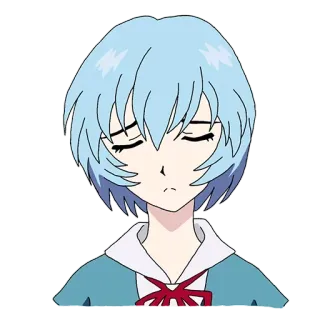 😞 ad4a39d7 Rei Ayanami Neon Genesis Evangelion animé, Rei Ayanami, Neon Genesis Evangelion, triste, cheveux bleus, personnage whatsapp sticker