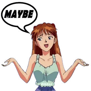 👐 349bf6d6 Asuka Langley Soryu Neon Genesis Evangelion MAYBE Anime, Quizás, Expresión, Confundido/a, Chica, Personaje telegram sticker