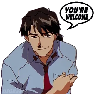 🙃 3a58e48d YOU'RE WELCOME Anime, Hombre, Bocadillo de diálogo, De nada, Dibujo animado telegram sticker