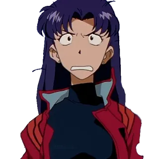 😖 dcc12394 Misato Katsuragi Neon Genesis Evangelion Anime, Misato, Evangelion, Impactado, Preocupado telegram sticker