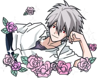 🤠 3ff3dfef Kaworu Nagisa Neon Genesis Evangelion アニメ, 漫画, 渚カヲル, 新世紀エヴァンゲリオン, ステッカー telegram sticker