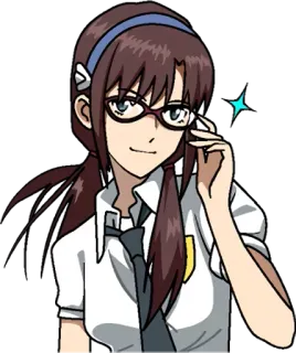 😼 50ed6864 Mari Illustrious Makinami Evangelion アニメ, キャラクター, マリ, エヴァンゲリオン, メガネ, 笑顔 telegram sticker