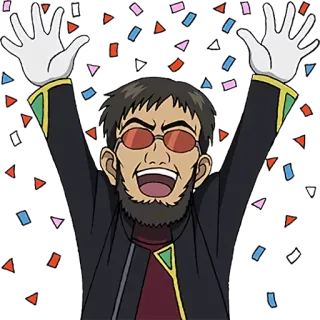 👍 66e09282 紙吹雪, お祝い, アニメ, 男性, 喜び telegram sticker