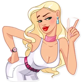 ☝️ 644efdb4 donna, bionda, cartone animato, moda, ragazza, elegante, posa telegram sticker