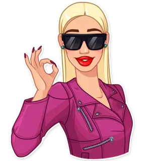 😎 86b7ab6c donna, bionda, occhiali da sole, segno ok, adesivo telegram sticker