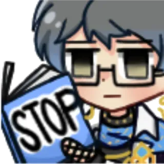 🛑 28218803 STOP berhenti, buku, karakter, kacamata whatsapp sticker