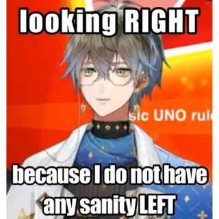 😢 672b641d looking RIGHT
because I do not have
any sanity LEFT whatsapp sticker