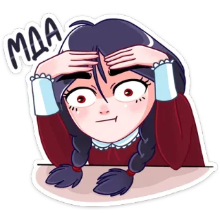😧 7ab5003b МДА hoạt hình, cô gái, lo lắng, căng thẳng, bực bội telegram sticker