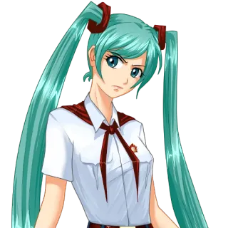 😞 47d30d12 Hatsune Miku Anime, Garota, Miku, Hatsune Miku, Uniforme escolar, União Soviética, URSS whatsapp sticker