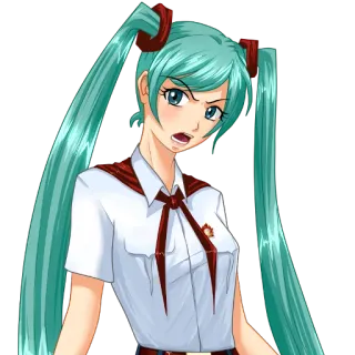 😠 f8883783 Hatsune Miku Anime, Mangá, Vocaloid, Garota, Brava, Soviético, Uniforme whatsapp sticker