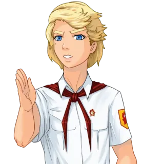 ✋ feab19bd menino, pioneiro, soviético, lenço vermelho, uniforme whatsapp sticker