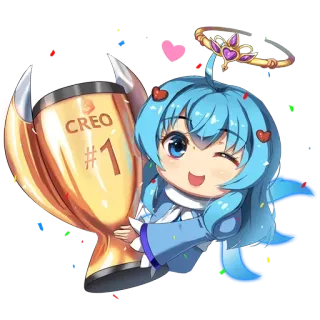 🏆 def9e381 #1 Piala, Pemenang, Creo, Chibi, Lucu, Nomor Satu telegram sticker