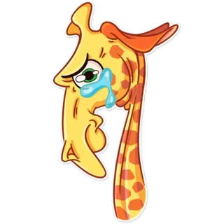 😭 5be69ba1 长颈鹿, 悲伤, 哭泣, 卡通, 动物, 贴纸 telegram sticker