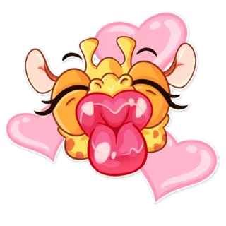 😘 a35f2f2f 长颈鹿, 爱心, 亲吻, 动物, 可爱, 爱, 喜爱 telegram sticker