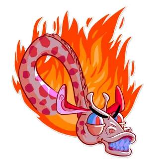 🔥 a54b0843 卡通, 动物, 长颈鹿, 火, 怪物, 生物 telegram sticker