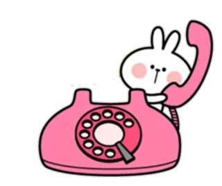 ☎ 470011d5 兔子, 电话, 沟通, 卡通, 动物 telegram sticker
