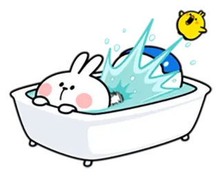 🛁 600e9eb4 兔子, 洗澡, 浴缸, 可爱, 卡通 telegram sticker