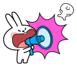 🔊 8189b326 兔子, 扩音器, 喊叫, 卡通, 动物, 大声, 沟通 telegram sticker