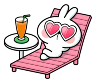 😕 a7157f2f 兔子, 卡通, 海滩, 放松, 爱, 太阳镜 telegram sticker