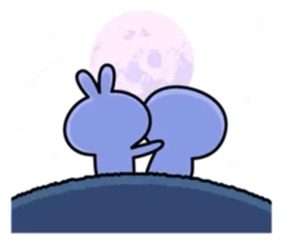 ✨ c28700fb 卡通, 兔子, 月亮, 星星, 夜晚, 浪漫, 情侣 telegram sticker
