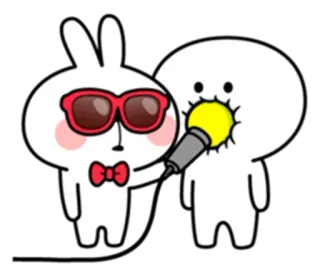 🎤 efe4066e 兔子, 麦克风, 卡通, 可爱, 搞笑, 角色 telegram sticker