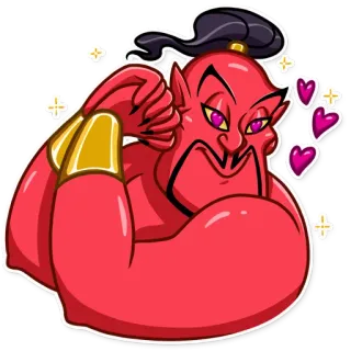😍 23970e3d Jafar Aladdin cartoon, schurk, magie, Disney, geest, rood, harten telegram sticker