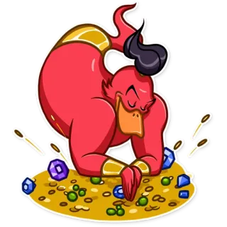 🤑 701ed6ae eend, schat, edelstenen, cartoon, dier, fantasie, schattig telegram sticker