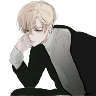 😕 1912741b anime, manga, blond hair, aesthetic, illustration, man, drawing, earrings telegram sticker