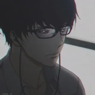 😑 4dfe7542 anime, man, glasses, character, portrait telegram sticker