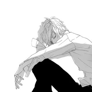 🙄 b2b75422 anime, sad, boy, monochrome, depression, emotional telegram sticker