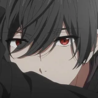 😐 c1a95720 anime, boy, red eyes, dark hair telegram sticker