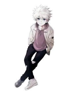 🙂 ceb18aa7 anime, boy, character, white hair, casual, drawing telegram sticker