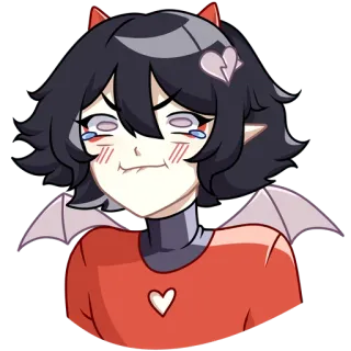 😓 bf99bd1e 动漫, 恶魔, 可爱, 悲伤, 心碎, 恶灵, 哭泣 telegram sticker