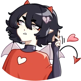 🤔 f6a55d3a 动漫, 恶魔, 心, 恶魔, 角, 翅膀,  emo, 爱 telegram sticker