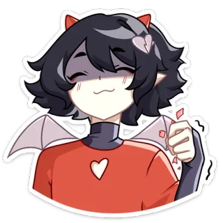 ☺️ 06a31058 Anime, Diablo, Alas, Corazón, Emocional, Corazón roto, Lindo telegram sticker