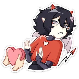🙅‍♀ 4fd6c350 Anime, Demonio, Corazón, Rechazar, Amor, Dibujo animado, Diablo, Pegatina telegram sticker