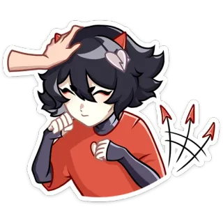 😊 b3f9470a Anime, Personaje, Kawaii, Lindo, Corazón, Diablo, Palmadita en la cabeza, Demonio telegram sticker