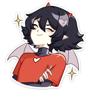 😉 fcee1f97 diablo, demonio, dibujos animados, anime, lindo, brillo, corazón, personaje telegram sticker