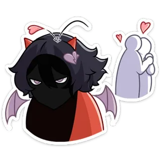 😠 fe070d02 demonio, amor, corazón, dibujo animado, sticker, pareja, abrazando, alas telegram sticker