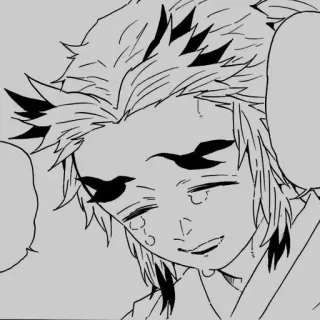 🥺 682a8169 Kyojuro Rengoku Demon Slayer 애니메이션, 만화, 귀멸의 칼날, 렌고쿠, 렌고쿠 쿄쥬로, 슬픔, 울음 telegram sticker