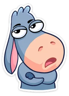 🙄 ae90424f Esel, Tier, Cartoon, Emotion, traurig telegram sticker