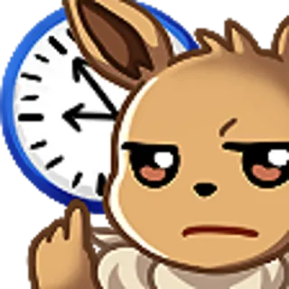 🕔 0610744d Eevee Pokemon 포켓몬, 이브이, 가운데 손가락, 불쾌한, 시계 telegram sticker
