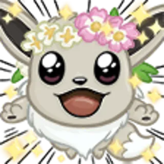 ✨ 155925d9 Eevee 이브이, 포켓몬, 귀여운, 동물, 꽃관, 스티커 telegram sticker