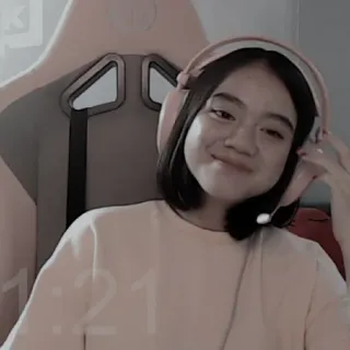 😡 0387b11b woman, girl, headset, pink, chair, gamer telegram sticker