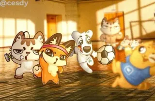 ⚽️ 0d1e8dba zwierzęta, kreskówka, ćwiczenia, sport, drużyna telegram sticker