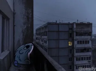 😞 610bf0d7 @cesdy mysz, miasto, budynek, noc, kreskówka, naklejka telegram sticker