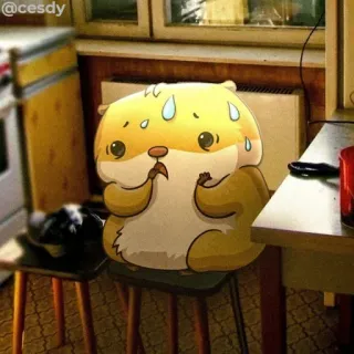 😱 65ed8c3d chomik, spocony, nerwowy, słodki, kreskówka, zwierzę, zmartwiony telegram sticker