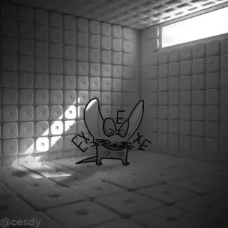 🤪 720c09de EXE straszny, horror, kreskówka, postać, dom wariatów, cela wyściełana telegram sticker