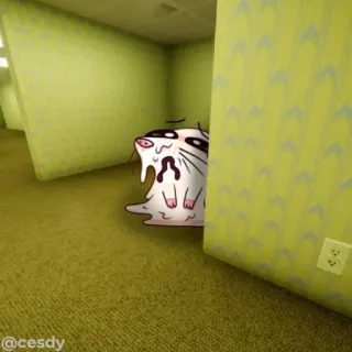 😪 899633f6 @cesdy Kreskówka, Naklejka, Backrooms, Żółty, Kot telegram sticker