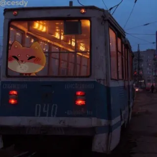 🚃 943eac64 tramwaj, lis, pociąg, naklejka, transport, komunikacja miejska, miasto, ulica telegram sticker